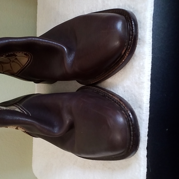 Coach Leather And Canvas Logo Riding Boots With Metal Bit Decoration Size 8 - Picture 5 of 9